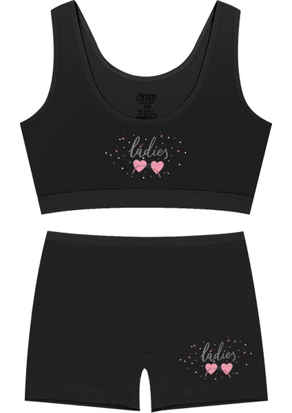 Kız Çocuk Bustiyer Şort Likralı Siyah Ladies (%96 Pamuk - %4 Elastan)