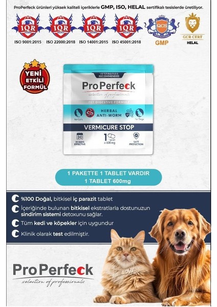 3'lü Set Kedi Iç Dış Prazit Tüm Kediler Için Bitkisel 5 Damla ve 3 Tablet 1 Tasma Paketi modelleri