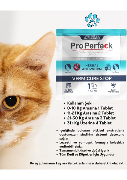 3'lü Set Kedi Iç Dış Prazit Tüm Kediler Için Bitkisel 5 Damla ve 3 Tablet 1 Tasma Paketi fırsatları