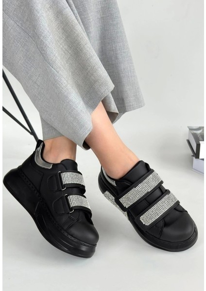 Nino Siyah Cilt Cırt Cırtlı Spor Ayakkabı
