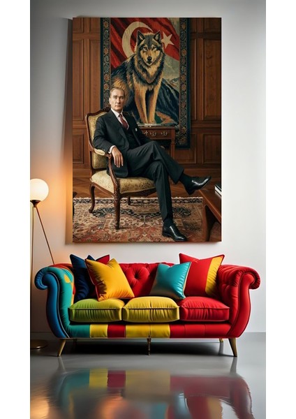 Atatürk Portre Vııı Ev Duvar Salon Güzellik Salonu Ofis Dükkan Dekarasyon Kanvas Tablo
