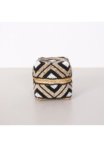 Mylamp Bali Flat Boncuklu Bambu Saklama Kutusu S