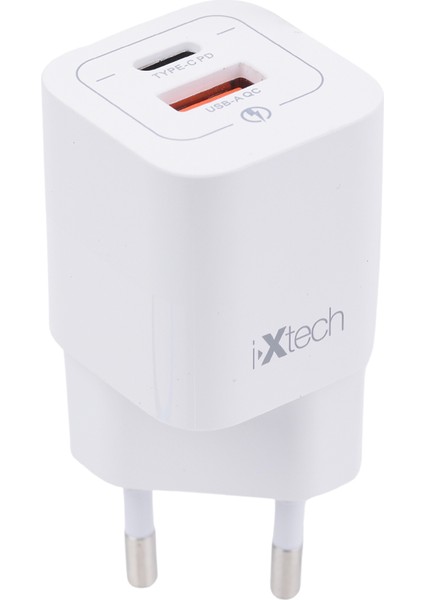 Ix-Hc1 33W Type-C ve USB Port Akıllı Hızlı Şarj Cihazı - Beyaz