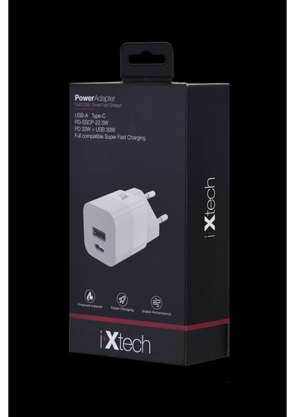 Ix-Hc1 33W Type-C ve USB Port Akıllı Hızlı Şarj Cihazı - Beyaz indirimleri