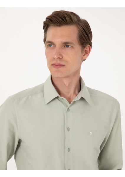 Erkek Yeşil Slim Fit Uzun Kollu Basic Gömlek 50316734-VR054 fiyatları