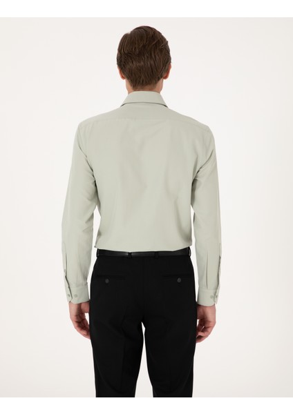Erkek Yeşil Slim Fit Uzun Kollu Basic Gömlek 50316734-VR054 indirimleri