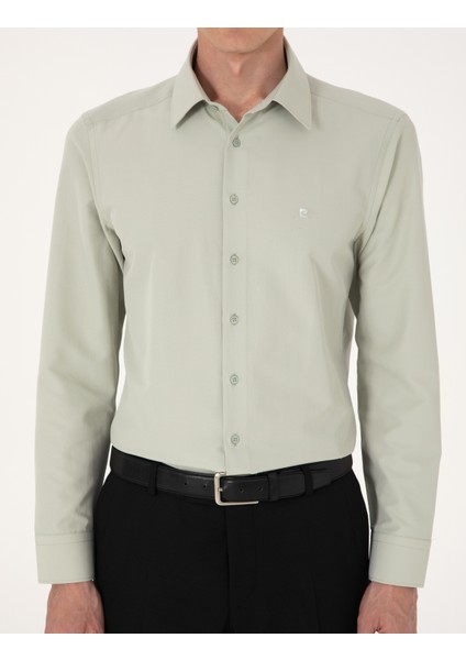 Erkek Yeşil Slim Fit Uzun Kollu Basic Gömlek 50316734-VR054