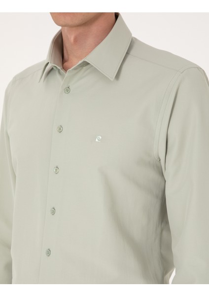 Erkek Yeşil Slim Fit Uzun Kollu Basic Gömlek 50316734-VR054