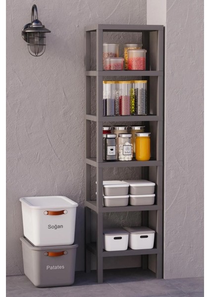 Ombeg Gri 6 Katlı Düzenleyici Raf Ünitesi Kiler Dolabı Kitaplık Banyo Rafı Mutfak Organizeri fiyatları
