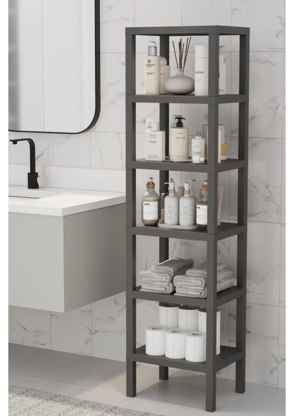 Ombeg Gri 6 Katlı Düzenleyici Raf Ünitesi Kiler Dolabı Kitaplık Banyo Rafı Mutfak Organizeri modelleri