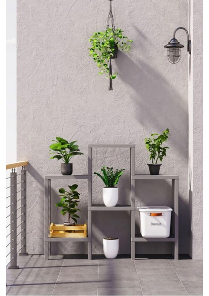 Ombeg Gri 6 Katlı Düzenleyici Raf Ünitesi Kiler Dolabı Kitaplık Banyo Rafı Mutfak Organizeri indirimleri