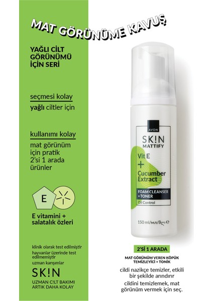 Sk!n Mat Görünüm Veren Köpük Temizleyici + Tonik 150 Ml. modelleri
