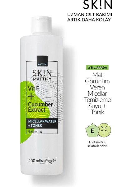 Sk!n Mat Görünüm Veren Micellar Temizleme Suyu + Tonik 400 Ml. fiyatları