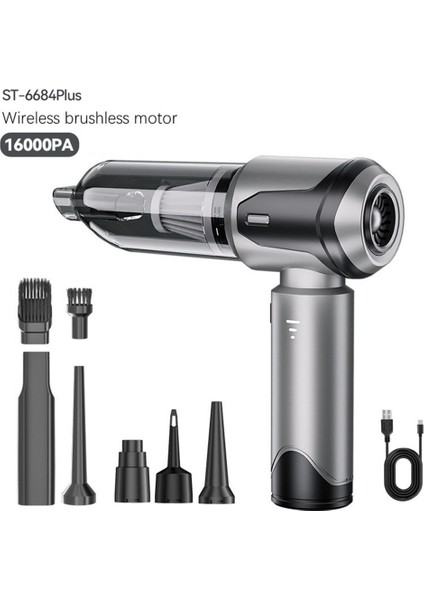 16000PA Güçlü Portatif 3 Kademeli Tabilir Vakumlu Kablosuz Üflemeli Mini Araç Süpürgesi