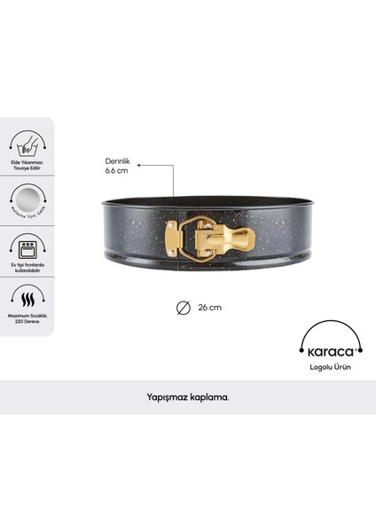Blackgold Çelik Kelepçeli Kek Kalıbı 26x6,5 cm – Ergonomik, Siyah Altın Detaylı, Modern Tarifler İçin İdeal fiyatları