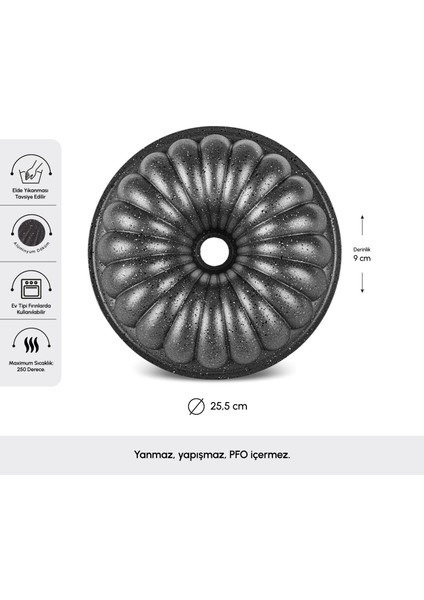 Cake Pro Lina Antrasit Döküm Dilimli Kek Kalıbı 25,5 cm fiyatları