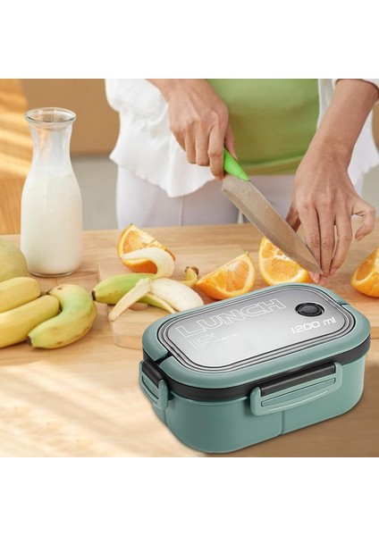 Taşınabilir Yemek Kabı Lunch Box 2 Katlı Diyet Beslenme Kutusu Saklama Kabı Çatal Kaşıklı Sefer Tası