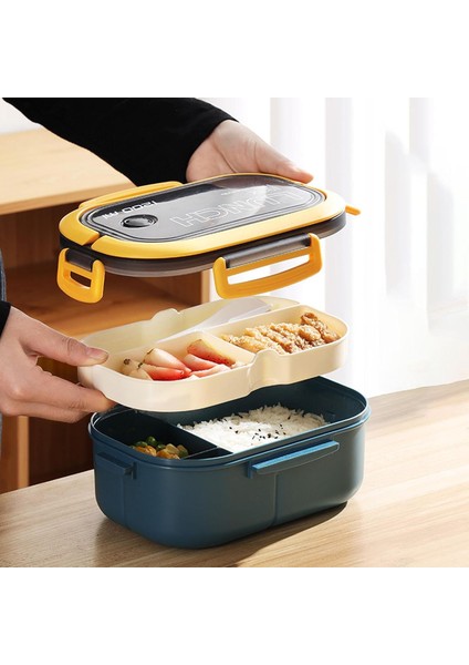 Taşınabilir Yemek Kabı Lunch Box 2 Katlı Diyet Beslenme Kutusu Saklama Kabı Çatal Kaşıklı Sefer Tası fırsatları