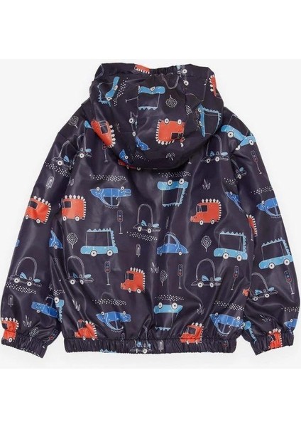 Erkek Çocuk Araba ve Dinazor Desenli Kapüşonlu Pamuk Astarlı Rüzgarlık modelleri
