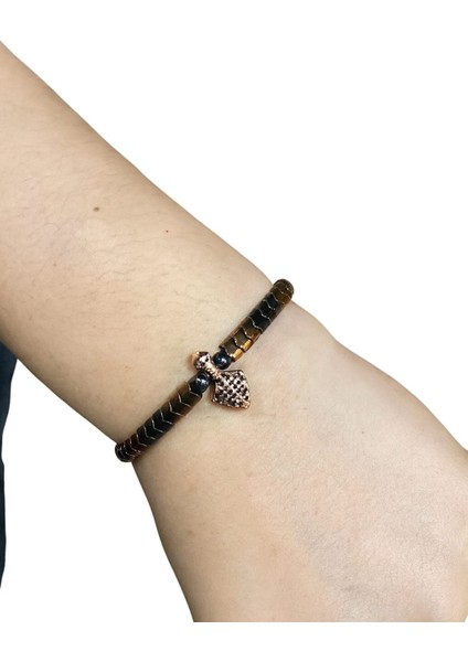 Ekinoks Hematit Zirkon Doğal Taşlı Bileklik