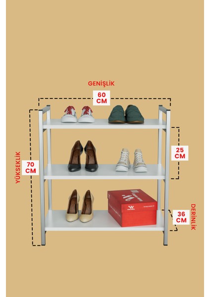 3 Raflı Ayakkabılık Antre Hol Ayakkabı Standı Gümüş Metal fırsatları