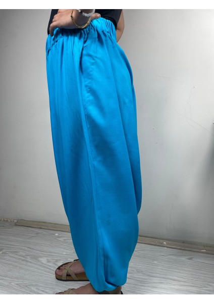 Turkuaz Salaş Şalvar Pantolon – Lastikli Bel, Rahat Kalıp, Unisex Günlük Kullanım fiyatları