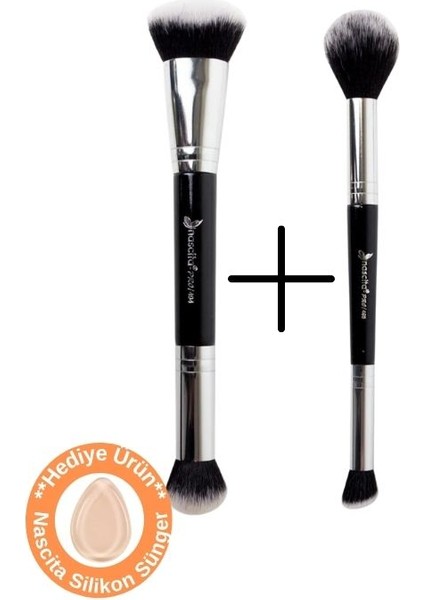 Çift Taraflı Makyaj Fırçası (Açılı Fondöten & Kapatıcı) -494(Aydınlatıcı & Kapatıcı) -495