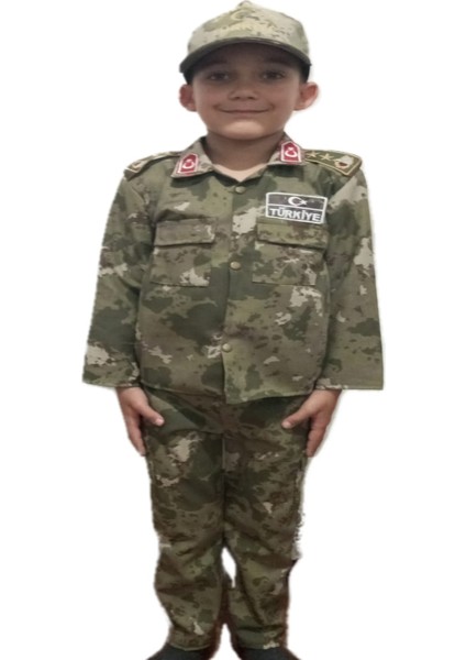 Yeni Tip Askeri Kamuflaj Kep'li (Şapka) Çocuk Takımı(Kostüm) modelleri