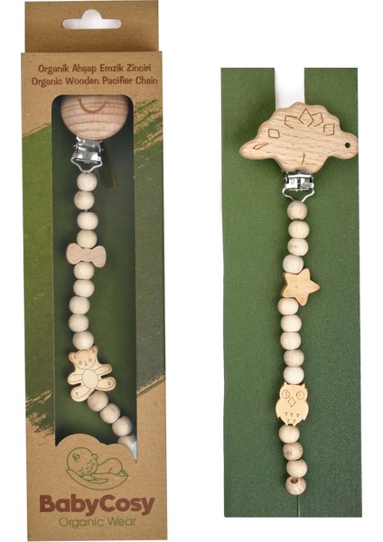 Bebek Doğal Ahşap Emzik Zinciri Karışık - CSYA1000- Yenidoğan