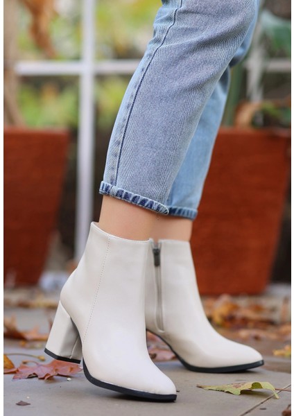 Biya Bej Cilt Topuklu Bot indirimleri