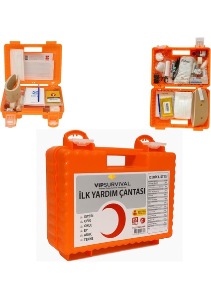 Ilk Yardım Çantası – Acil Durum ve Afet Seti - Iş Yeri, Ofis, Araç, Ev Için Uygun - Ecza Dolabı -Duvara Monte Edilebilir Sağlık Kiti ( Turuncu ) fırsatları