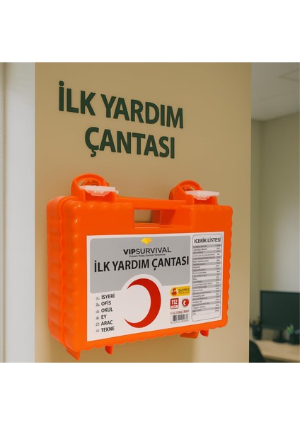 Ilk Yardım Çantası – Acil Durum ve Afet Seti - Iş Yeri, Ofis, Araç, Ev Için Uygun - Ecza Dolabı -Duvara Monte Edilebilir Sağlık Kiti ( Turuncu ) indirimleri