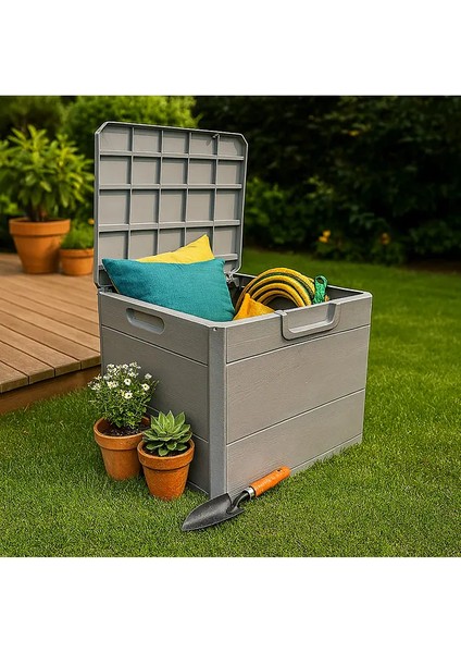 120 Litre Bahçe Depolama Sandığı Balkon Saklama Dolabı Kapaklı Plastik Sandık 50X45X50CM Gri fiyatları