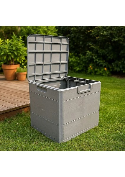 120 Litre Bahçe Depolama Sandığı Balkon Saklama Dolabı Kapaklı Plastik Sandık 50X45X50CM Gri modelleri