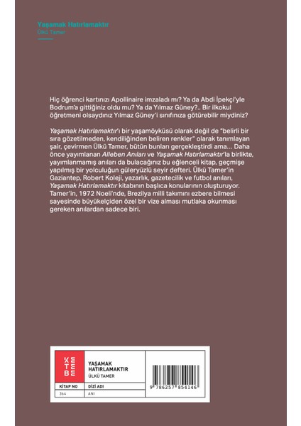 Yaşamak Hatırlamaktır - Ülkü Tamer fiyatları