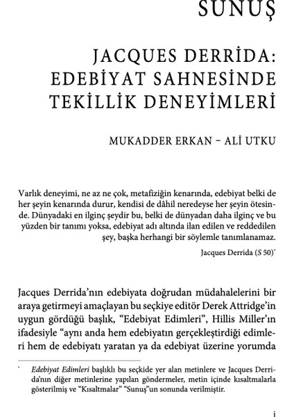 Edebiyat Edimleri - Jacques Derrida modelleri