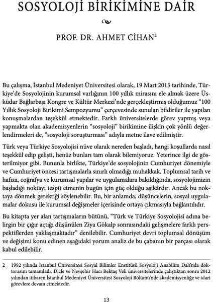 Türkiye’de Sosyolojinin Yüz Yıllık Birikimi - Erkan Çav - Elif Süreyya Genç