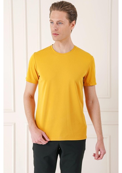 Slim Fit Bisiklet Yaka Pamuklu Safran Tişört Ts 880 fiyatları
