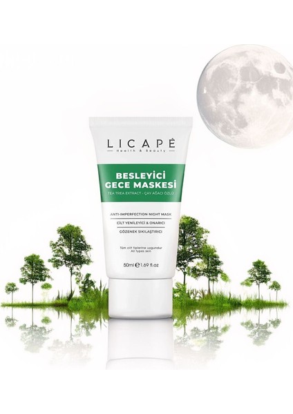 Gece Yüz Maskesi 50 ml Çay Ağacı Özlü Vegan Sivilce ve Yaşlanma Karşıtı Nemlendirici Bakım indirimleri