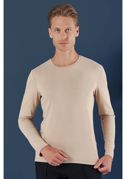 Ts 870 Slim Fit Bej Spor T-Shirt modelleri