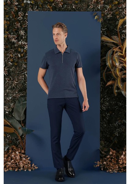 Ts 871 Slim Fit Indigo Spor T-Shirt