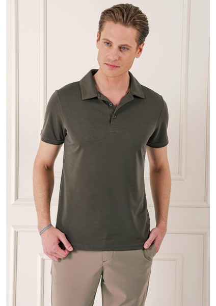 Slim Fit Düğmeli Polo Yaka Pamuklu Vizon Tişört Ts 879 fiyatları