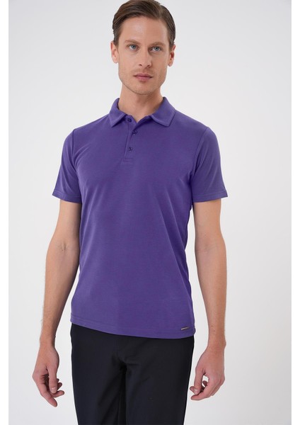 Slim Fit Düğmeli Polo Yaka Pamuklu Mor Tişört Ts 879 fırsatları