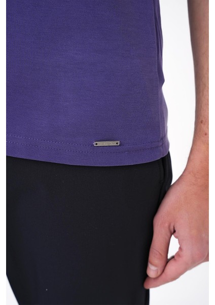 Slim Fit Düğmeli Polo Yaka Pamuklu Mor Tişört Ts 879 indirimleri