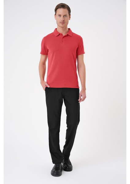 Slim Fit Düğmeli Polo Yaka Pamuklu Mercan Tişört Ts 879