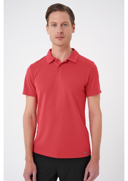 Slim Fit Düğmeli Polo Yaka Pamuklu Mercan Tişört Ts 879 modelleri