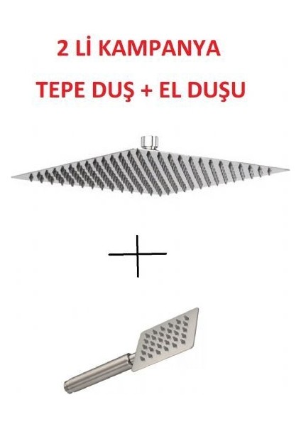 Tepe Duş ve El Duşu Başlığı 2 Li 304 Krom Paslanmaz Kaliteli A Sınıf