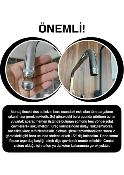 Tepe Duş ve El Duşu Başlığı 2 Li 304 Krom Paslanmaz Kaliteli A Sınıf indirimleri