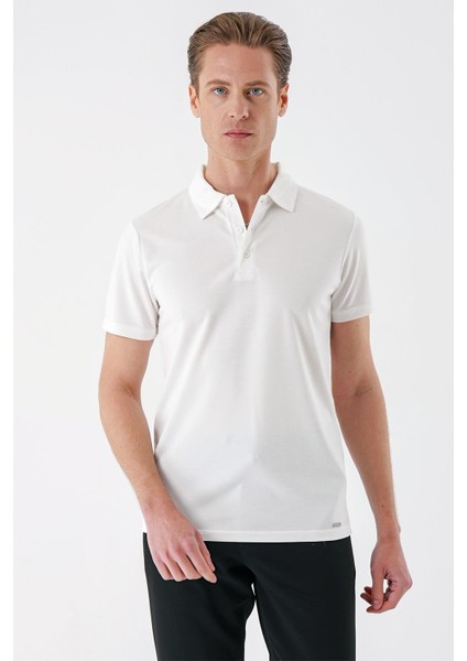 Slim Fit Düğmeli Polo Yaka Pamuklu Beyaz Tişört Ts 879 fiyatları