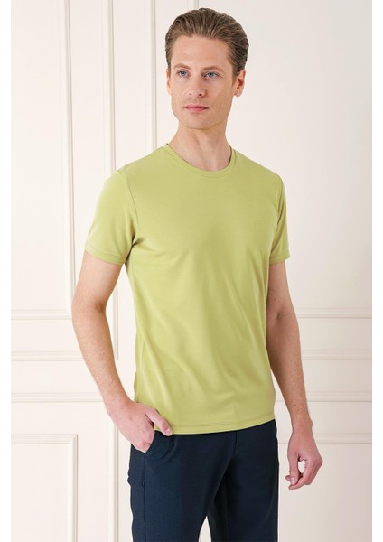 Slim Fit Bisiklet Yaka Pamuklu Kivi Tişört Ts 880 fiyatları